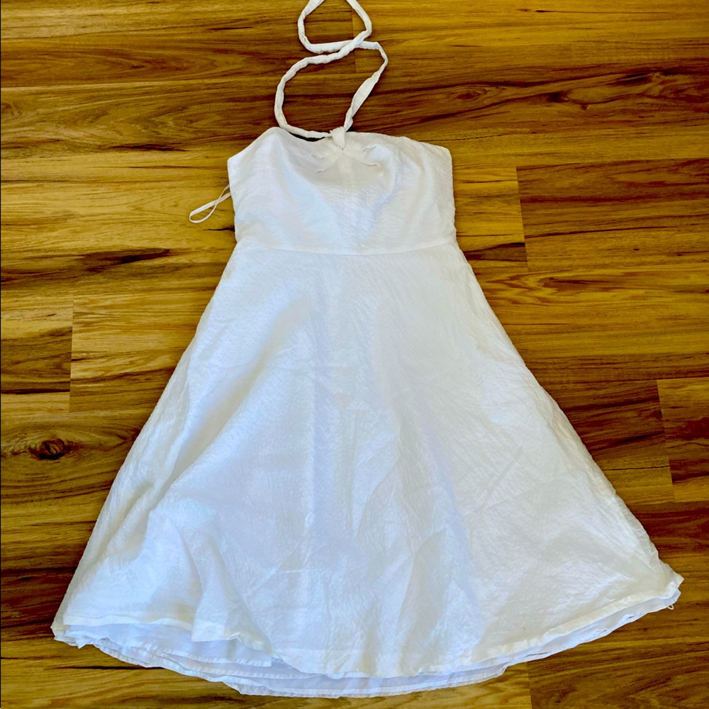 J. Crew Women’s White Cotton Dress, Halter Neck,  Size 8